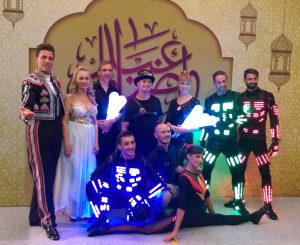 Feeding the Fish perform their Pixel-Poi show at Eid al-Adha Creartys event