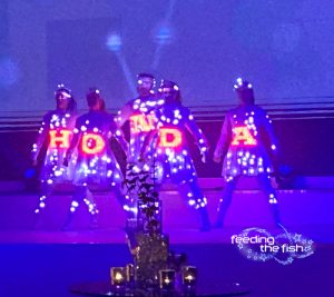 Honda logo displayed on LED suits