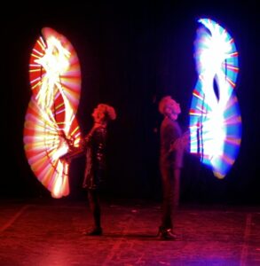 LED juggling show feeding the fish glastonbury jugglers pixel poi
