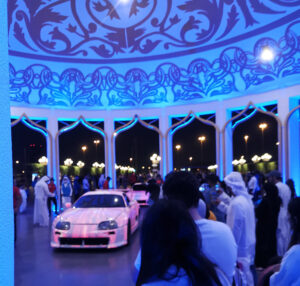 Toyota Supra LED car in parade at Global Village Dubai
